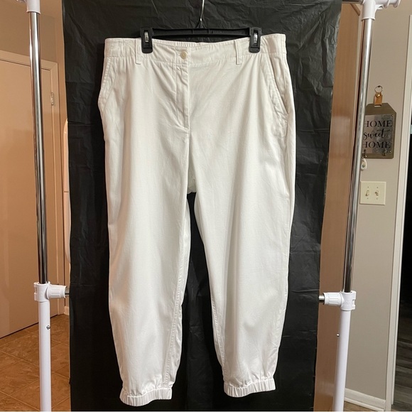 Talbots XLP White Cotton Joggers Summer Resort Vacation - Picture 1 of 7